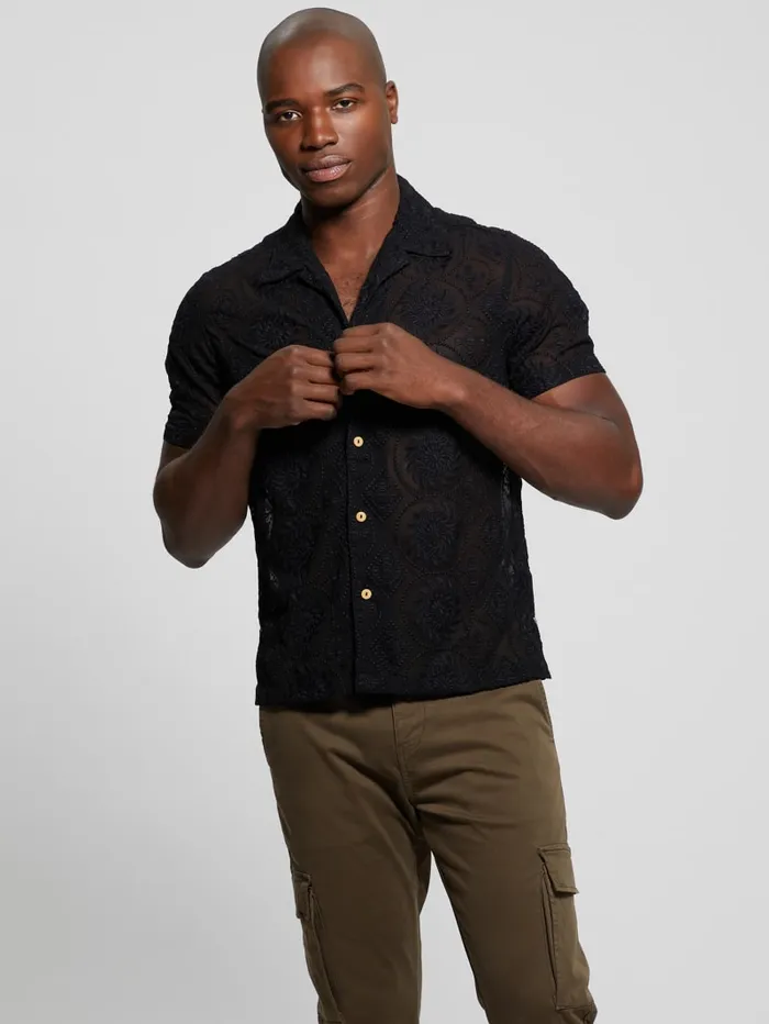 GUESS Shirts Emory Embroidery Shirt White 8211 Men