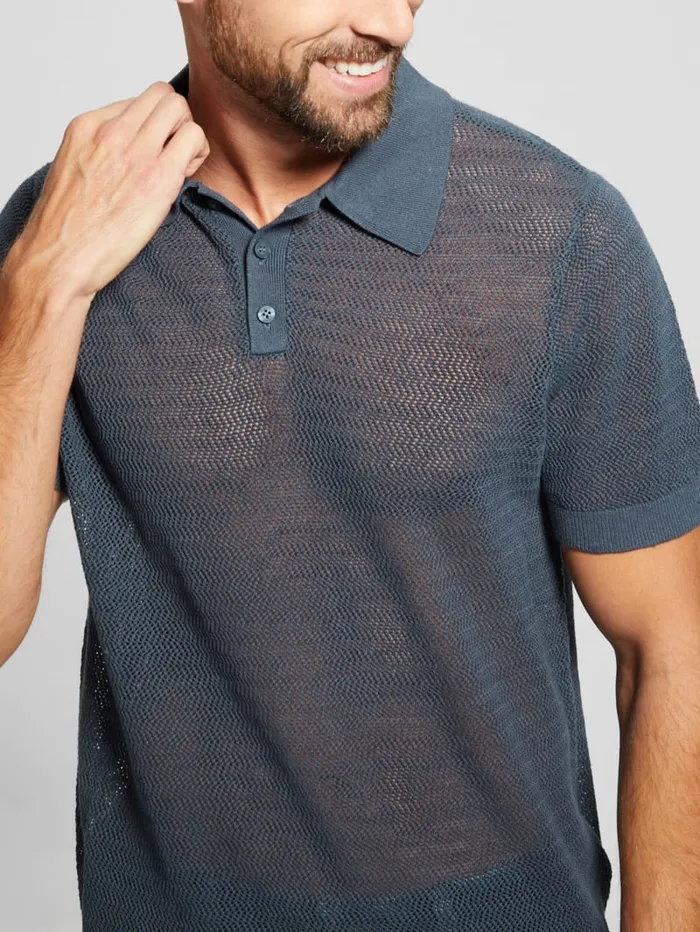 GUESS Shirts Eric Herringbone Polo Grey 8211 Men