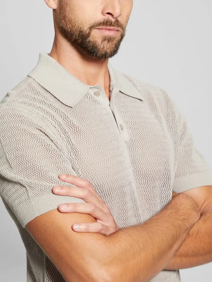 GUESS Shirts Eric Herringbone Polo Grey 8211 Men