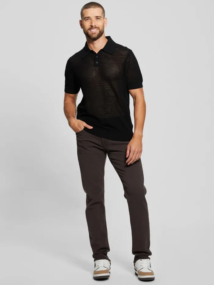 GUESS Shirts Eric Herringbone Polo Grey 8211 Men