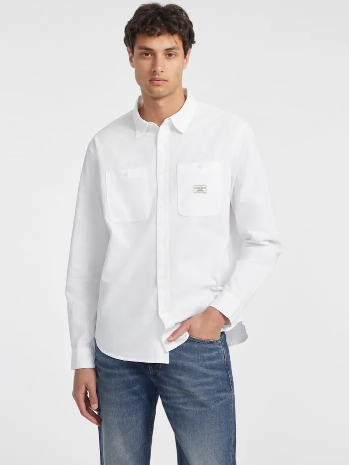 GUESS Shirts LongSleeve Pocket Shirt Blue 8211 Men