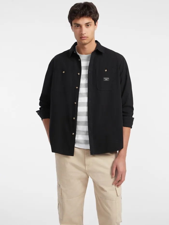 GUESS Shirts LongSleeve Pocket Shirt Blue 8211 Men