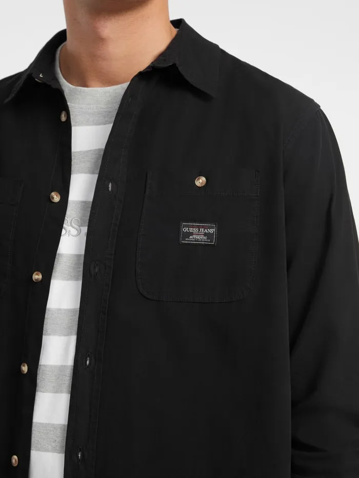 GUESS Shirts LongSleeve Pocket Shirt Blue 8211 Men