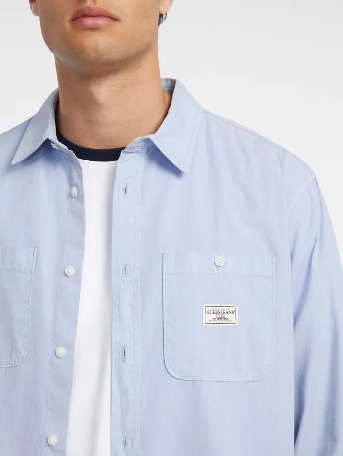 GUESS Shirts LongSleeve Pocket Shirt Blue 8211 Men
