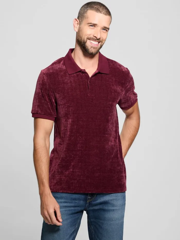 GUESS Shirts Parker Velour Polo Black 8211 Men