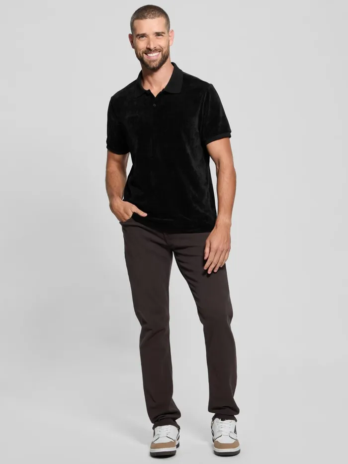 GUESS Shirts Parker Velour Polo Black 8211 Men