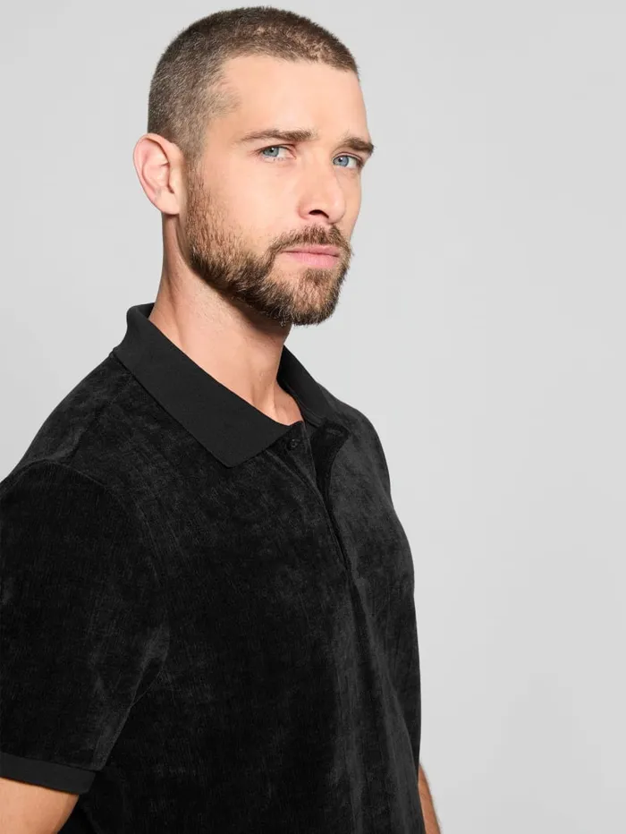 GUESS Shirts Parker Velour Polo Black 8211 Men