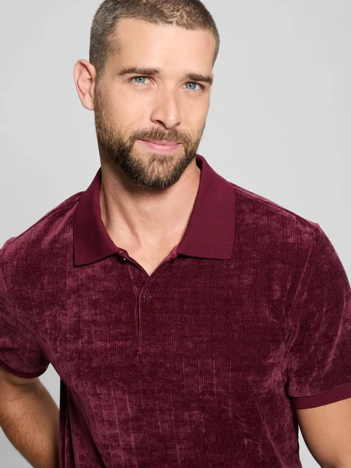 GUESS Shirts Parker Velour Polo Black 8211 Men