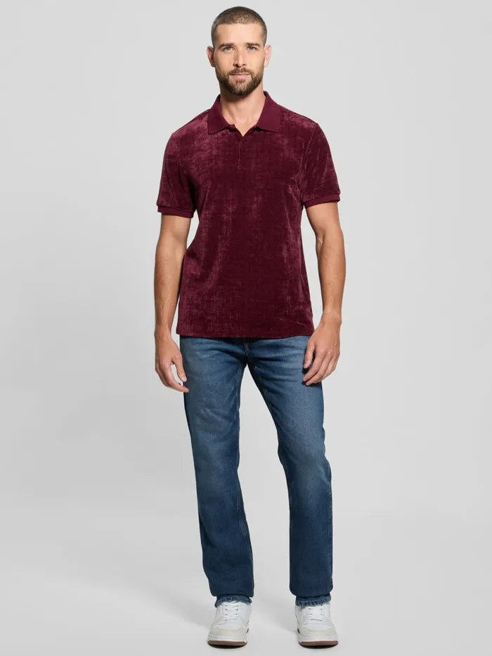 GUESS Shirts Parker Velour Polo Black 8211 Men