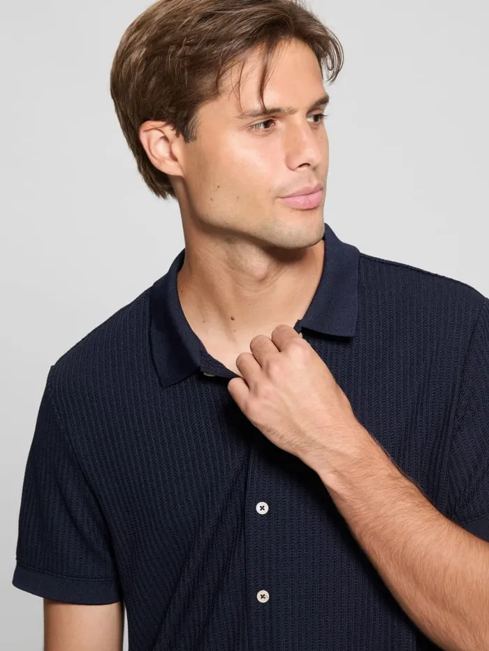 GUESS Shirts Pointelle Knit Shirt Blue 8211 Men