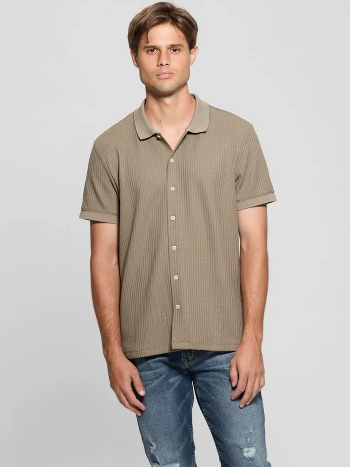 GUESS Shirts Pointelle Knit Shirt Blue 8211 Men