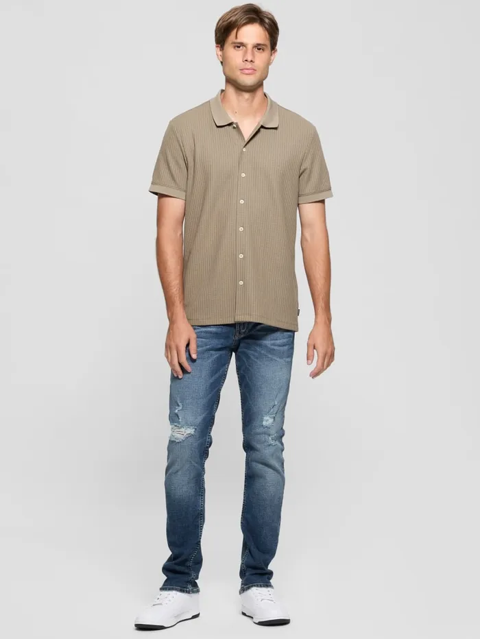 GUESS Shirts Pointelle Knit Shirt Blue 8211 Men