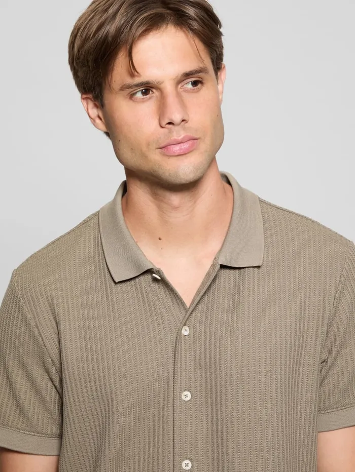 GUESS Shirts Pointelle Knit Shirt Blue 8211 Men