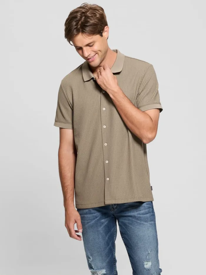 GUESS Shirts Pointelle Knit Shirt Blue 8211 Men