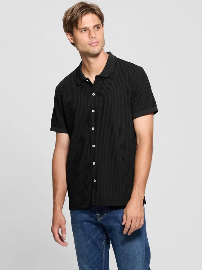 GUESS Shirts Pointelle Knit Shirt Blue 8211 Men