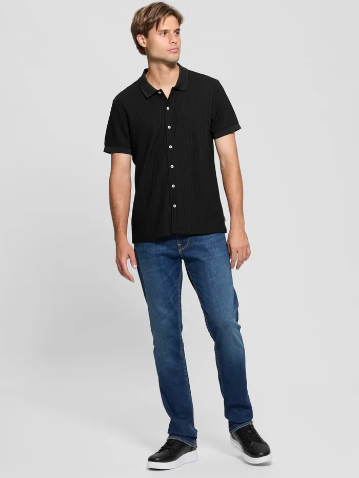GUESS Shirts Pointelle Knit Shirt Blue 8211 Men