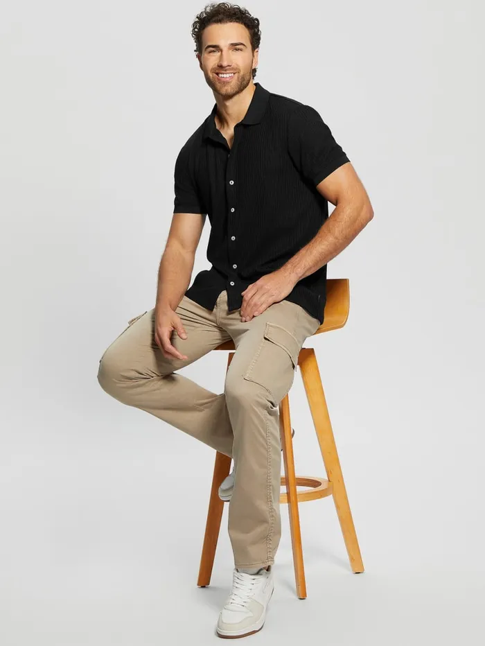 GUESS Shirts Pointelle Knit Shirt Blue 8211 Men