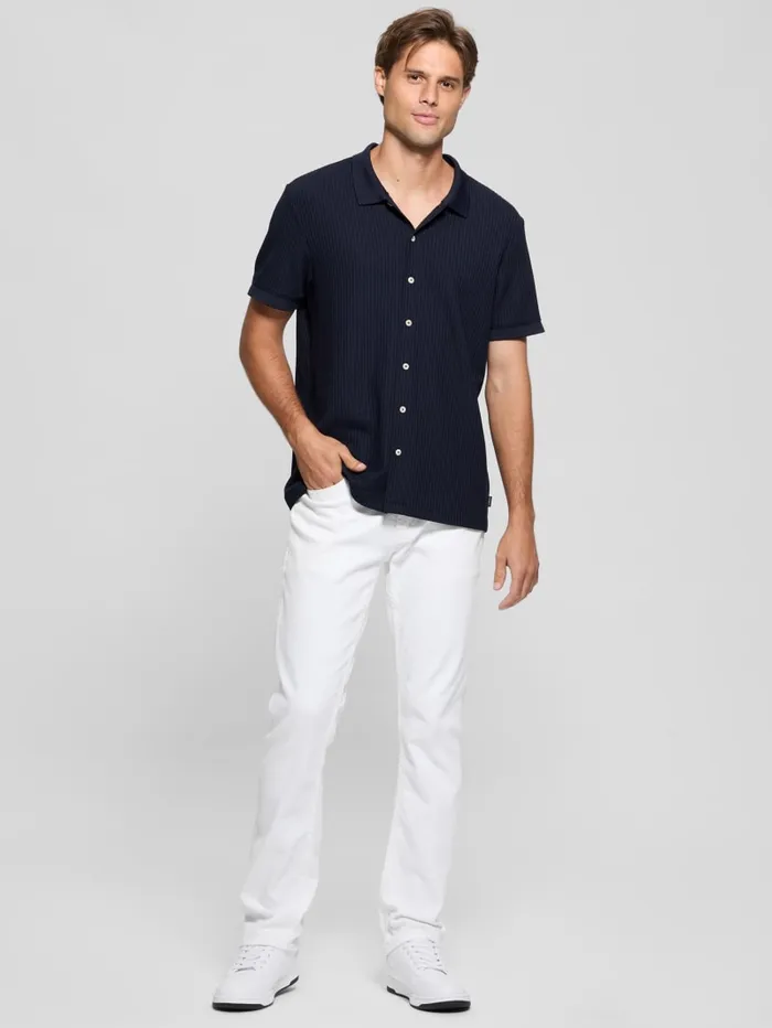GUESS Shirts Pointelle Knit Shirt Blue 8211 Men