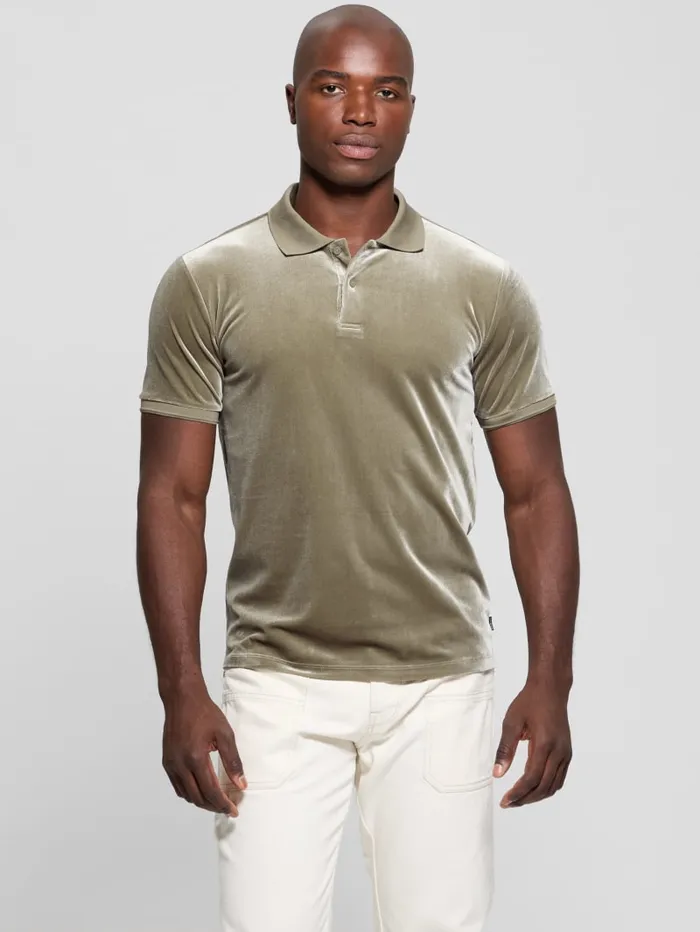 GUESS Shirts Rio Liquid Velvet Polo Gold 8211 Men
