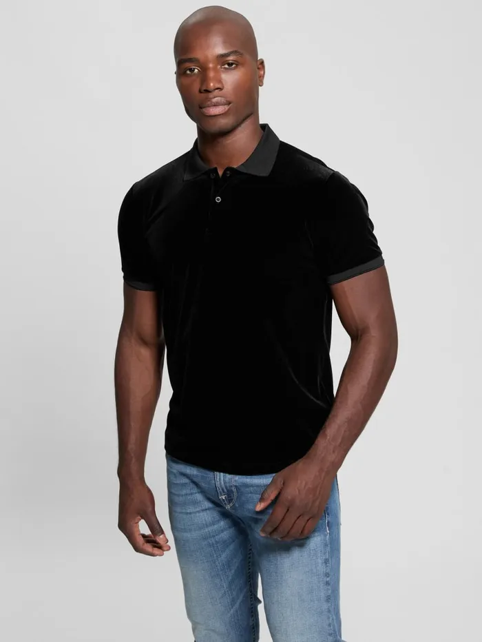 GUESS Shirts Rio Liquid Velvet Polo Gold 8211 Men