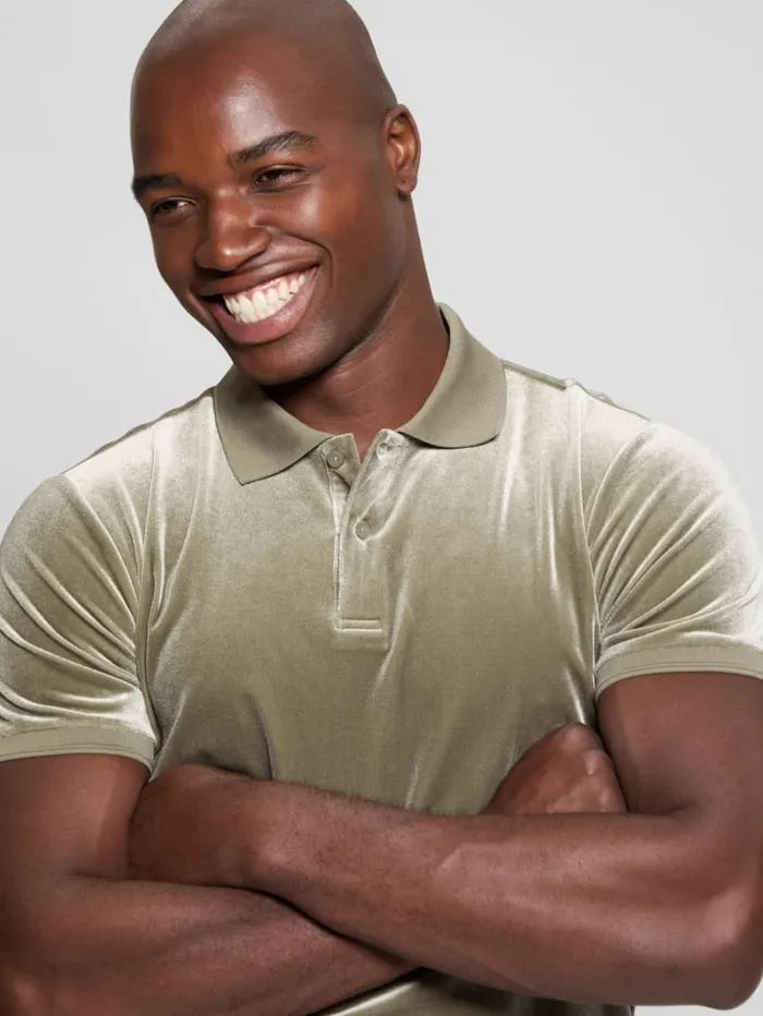 GUESS Shirts Rio Liquid Velvet Polo Gold 8211 Men