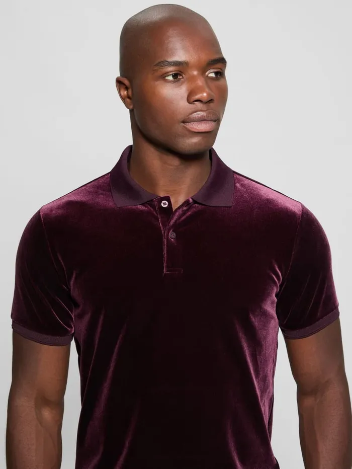 GUESS Shirts Rio Liquid Velvet Polo Gold 8211 Men