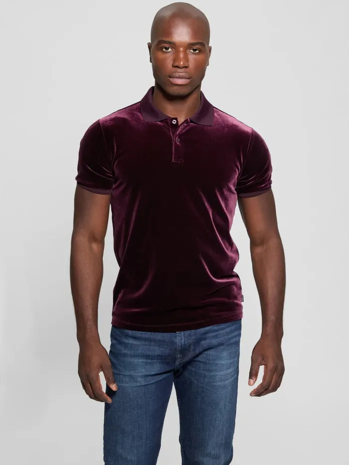 GUESS Shirts Rio Liquid Velvet Polo Gold 8211 Men