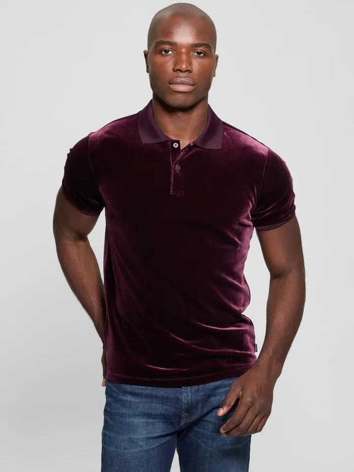 GUESS Shirts Rio Liquid Velvet Polo Gold 8211 Men