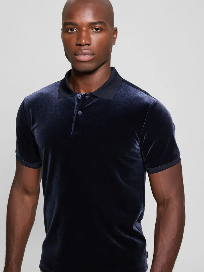 GUESS Shirts Rio Liquid Velvet Polo Gold 8211 Men