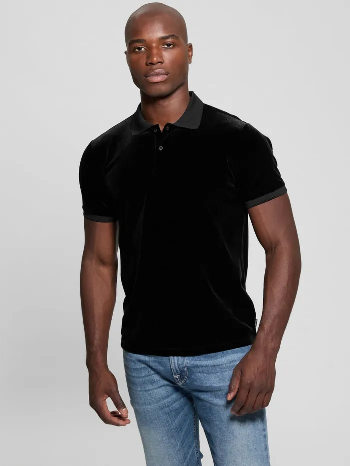 GUESS Shirts Rio Liquid Velvet Polo Gold 8211 Men