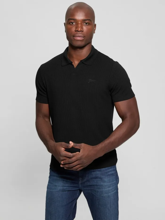 GUESS Shirts Ryker Rib Knit Polo Brown 8211 Men