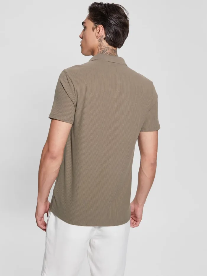 GUESS Shirts Ryker Rib Knit Polo Brown 8211 Men