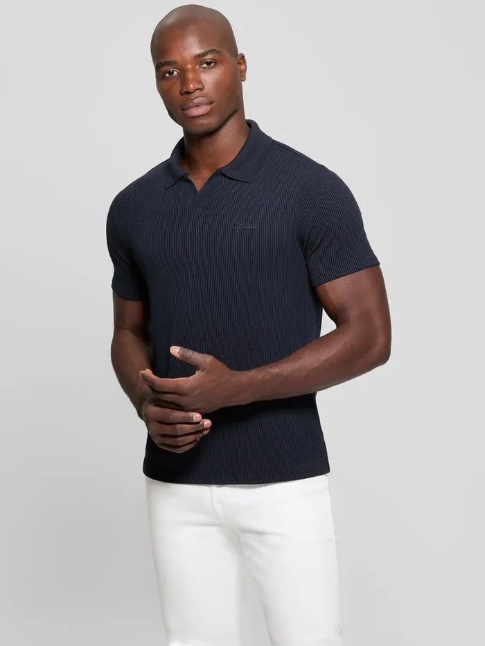 GUESS Shirts Ryker Rib Knit Polo Brown 8211 Men