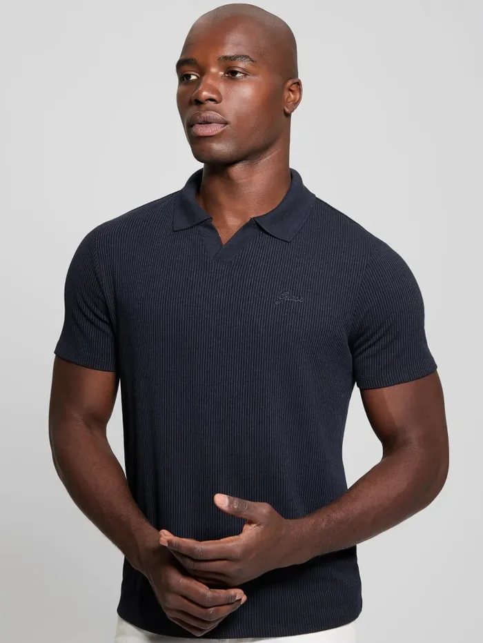 GUESS Shirts Ryker Rib Knit Polo Brown 8211 Men