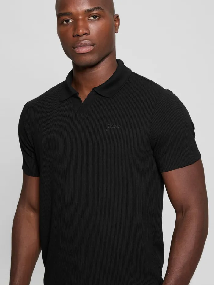 GUESS Shirts Ryker Rib Knit Polo Brown 8211 Men