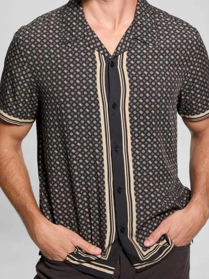 GUESS Shirts Wayco Sateen Peony Shirt Black 8211 Men