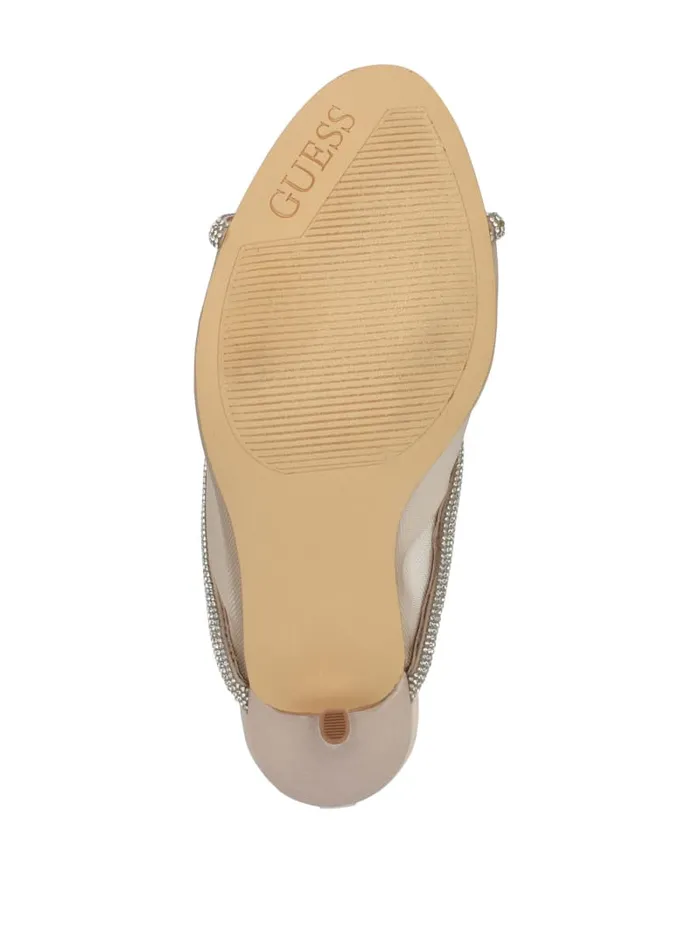 GUESS Shoes Mansa Rhinestone Mesh Heels Beige 8211 Women