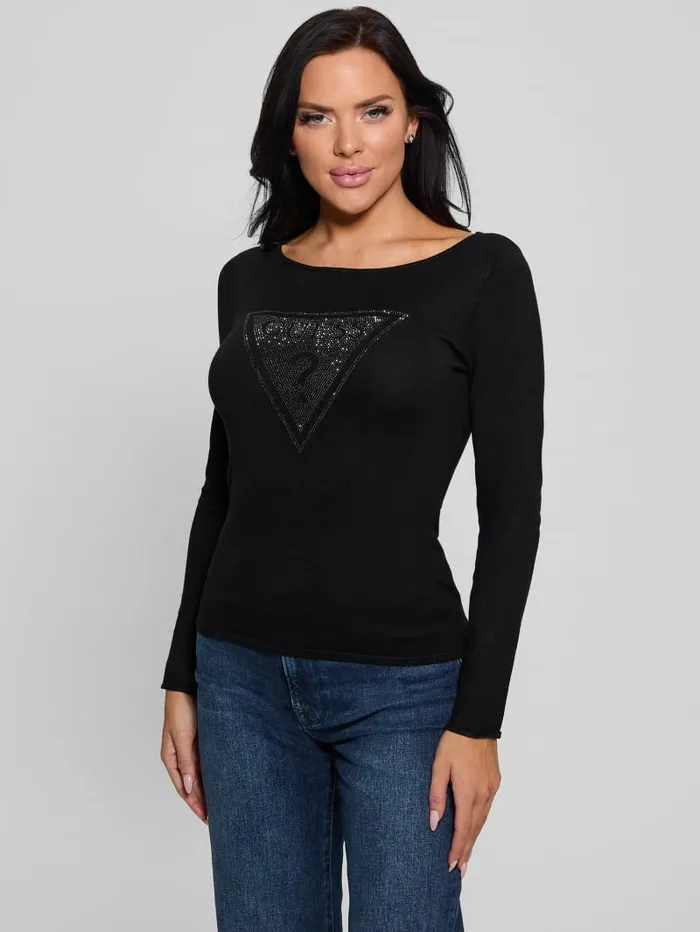 GUESS Sweaters and Knits Eco Eliza Logo Sweater Black 8211 Women