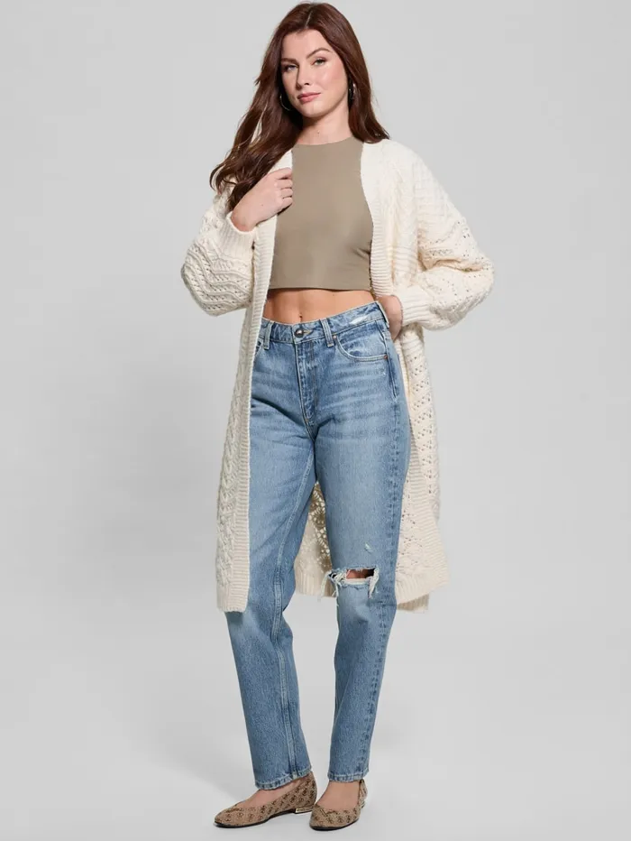 GUESS Sweaters and Knits Eco Valeria Mixed Stitch Cardigan Beige 8211 Women