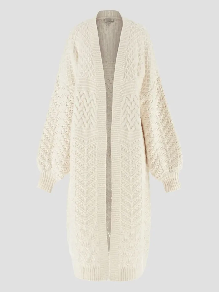 GUESS Sweaters and Knits Eco Valeria Mixed Stitch Cardigan Beige 8211 Women
