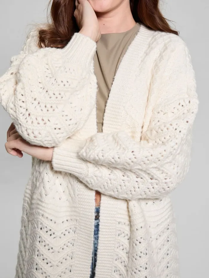 GUESS Sweaters and Knits Eco Valeria Mixed Stitch Cardigan Beige 8211 Women