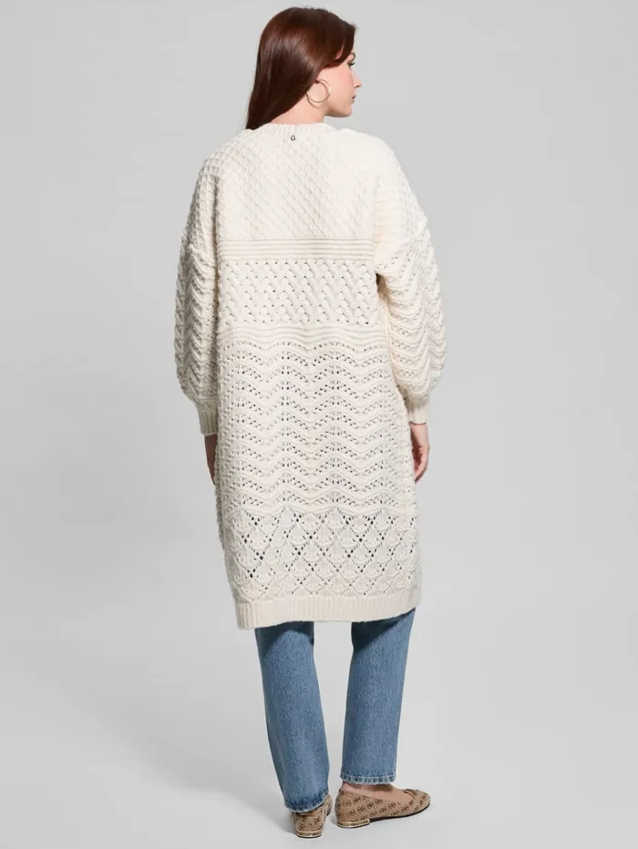 GUESS Sweaters and Knits Eco Valeria Mixed Stitch Cardigan Beige 8211 Women