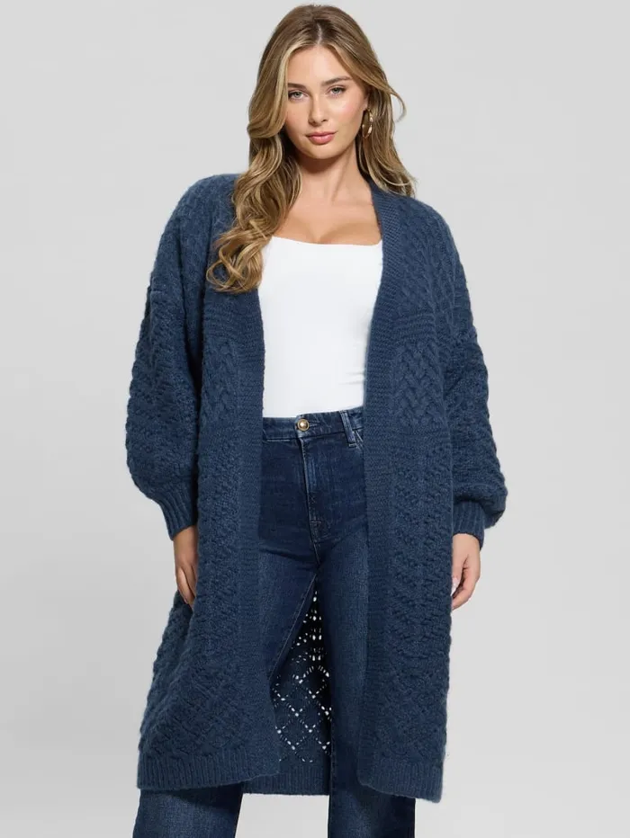 GUESS Sweaters and Knits Eco Valeria Mixed Stitch Cardigan Beige 8211 Women