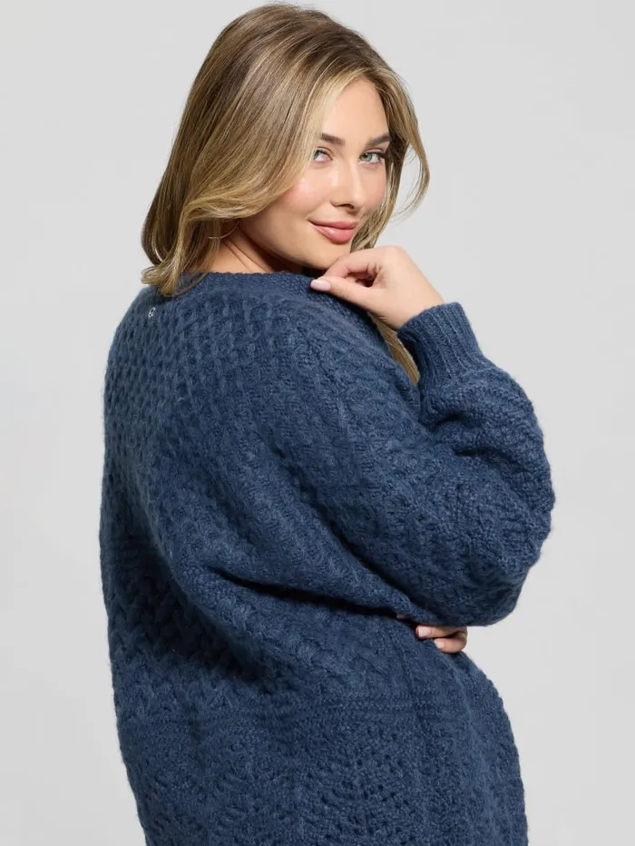GUESS Sweaters and Knits Eco Valeria Mixed Stitch Cardigan Beige 8211 Women