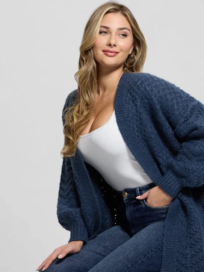 GUESS Sweaters and Knits Eco Valeria Mixed Stitch Cardigan Beige 8211 Women