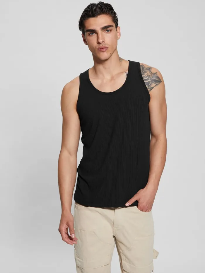 GUESS T Shirts and Tanks Eco Cyrus Ribbed Tank Brown 8211 Men