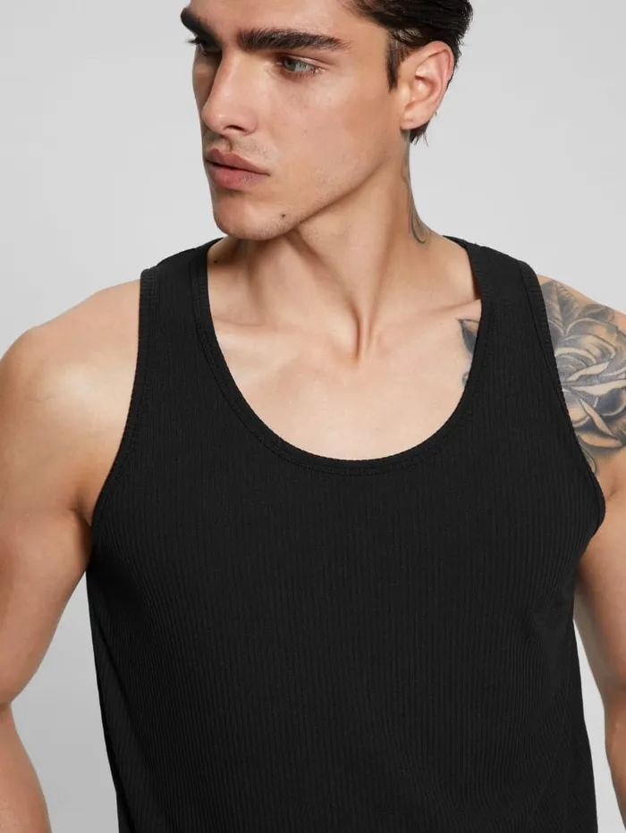 GUESS T Shirts and Tanks Eco Cyrus Ribbed Tank Brown 8211 Men