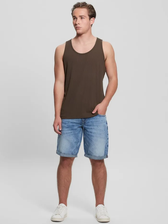 GUESS T Shirts and Tanks Eco Cyrus Ribbed Tank Brown 8211 Men