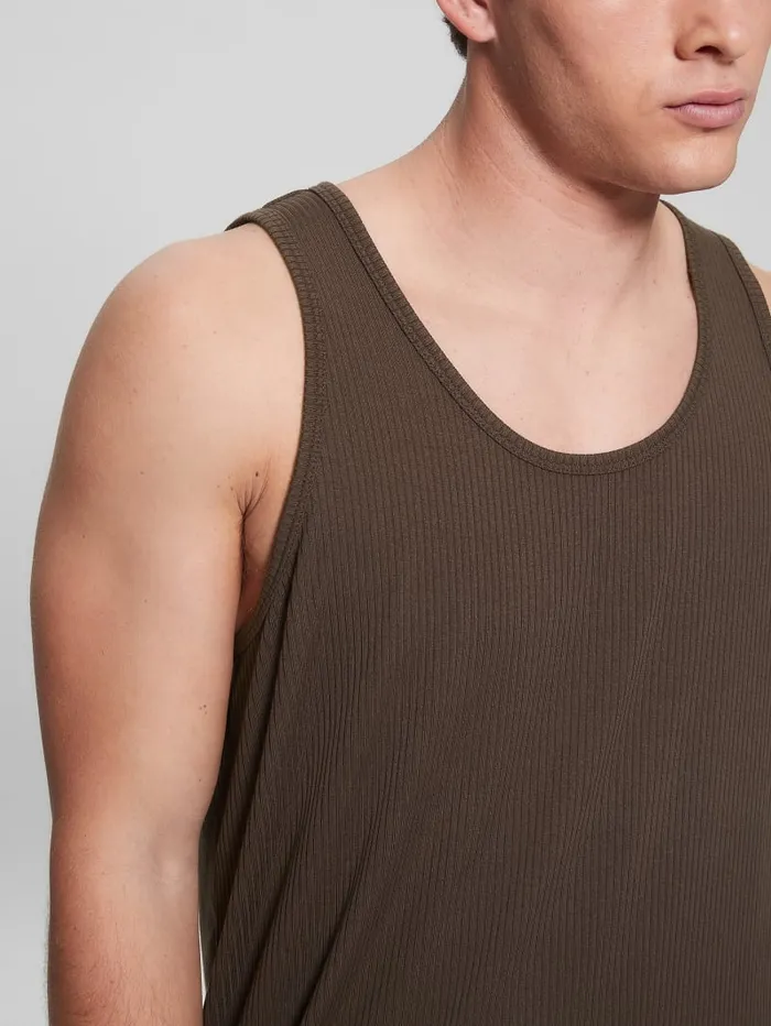 GUESS T Shirts and Tanks Eco Cyrus Ribbed Tank Brown 8211 Men