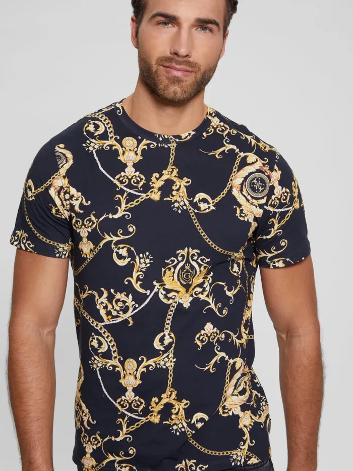 GUESS T Shirts and Tanks Eco Gold Chain Tee Black 8211 Men